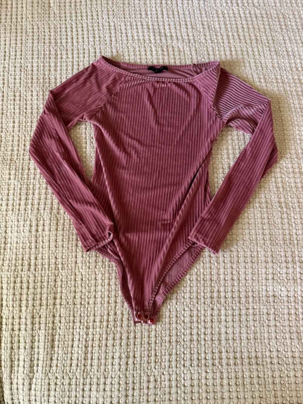 Atmosphere Dusty Rose Ribbed Long Sleeve Bodysuit